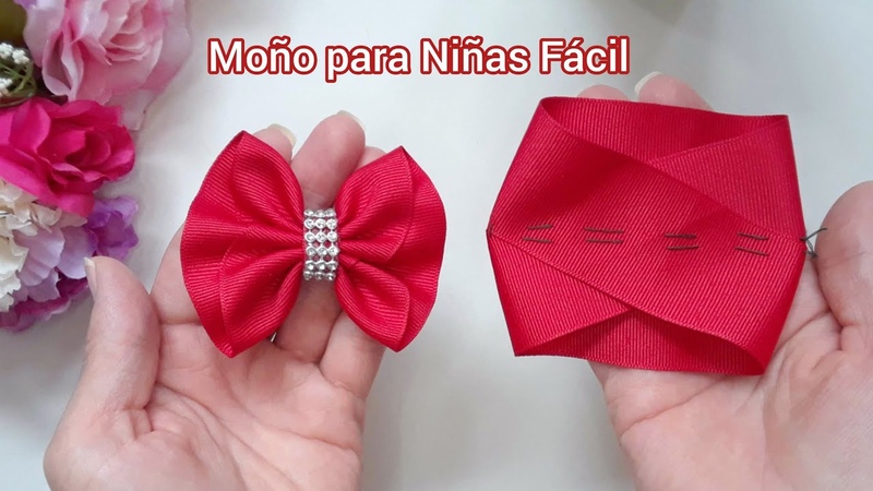Moño de Listón Gros para Niñas, fácil y rápido de hacer, DIY Grosgrain Ribbon