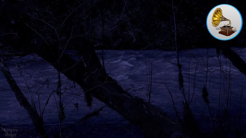 Sounds nature, gentle noise mountain river. 3 hours. Dark