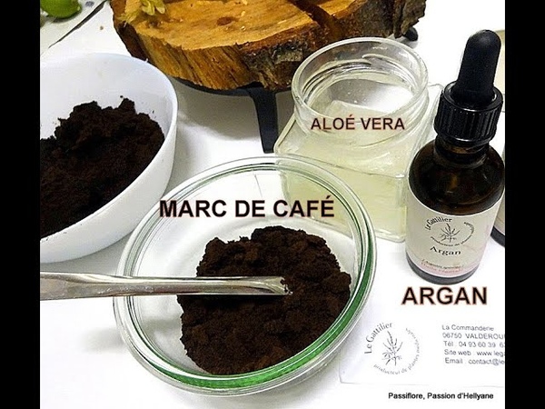 Comment faire un gommage au Marc de Café + huile essentielle et aloé vera RAPIDE