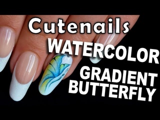 Nail art Butterfly watercolor soft & gradient