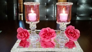 DIY pink candle holders / How to tint glass