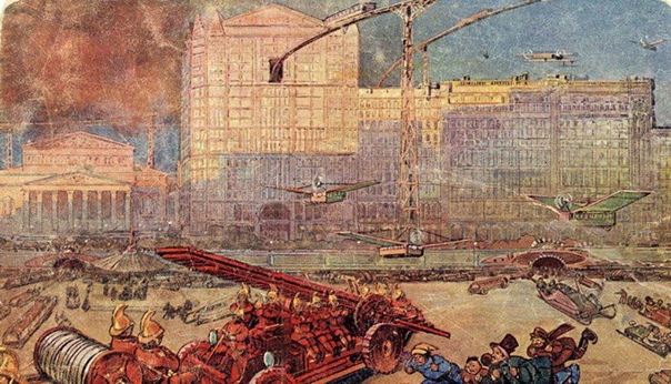 Картинки «Москва будущего» глазами жителей столицы, 1914 год Ещё тогда футурологи начали говорить, что Москва погрузится в шум в связи с развитием дорожно-транспортной инфраструктуры и не