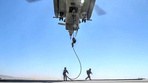 US Marines Fast Rope From CH 53 E Super Stallion