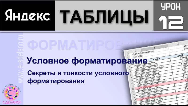 Яндекс таблицы урок 12. Секреты и тонкости условного